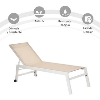 Tumbona Aluminio Reclinable 5 Posiciones 169cm