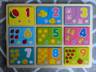 Puzzle de madera números y sumas