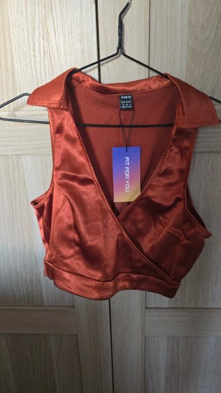 Top Shein Satinado Naranja Talla M
