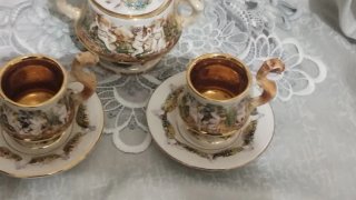 Set Caffè Capodimonte Porcellana Oro