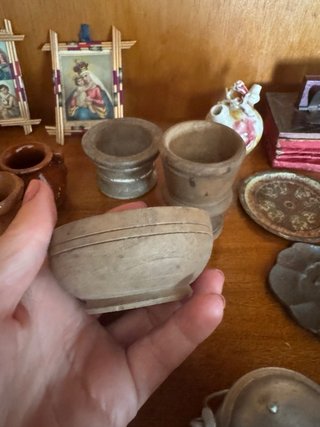 Lote miniaturas madera morteros y cuencos