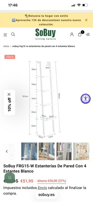 Estantería en Escalera Blanca