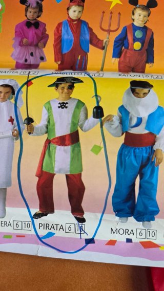 Disfraz infantil pirata calavera. Talla 10