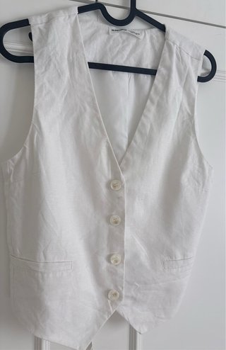 Chaleco Lino Blanco Pull&Bear Talla S