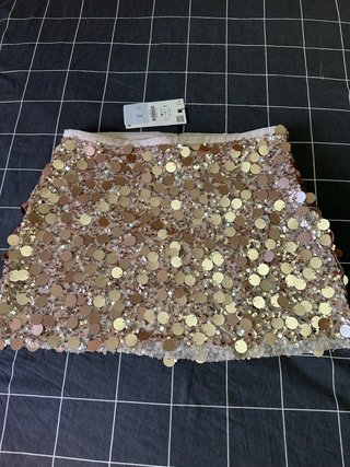 Falda de Lentejuelas Zara Dorada