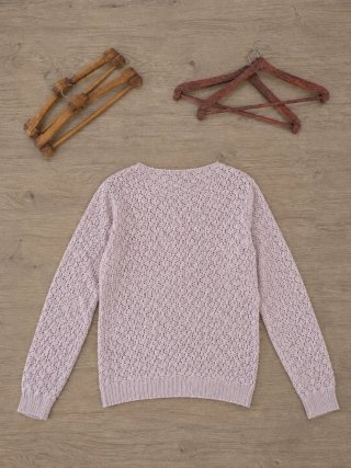 Jersey de Punto Crochet Mujer Beige Talla S