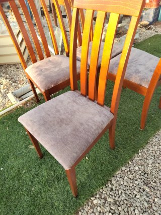 4 Sillas de Comedor Madera y Tela chenilla