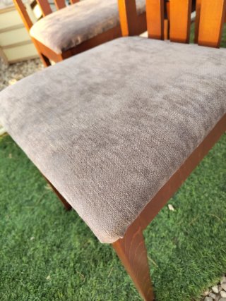 4 Sillas de Comedor Madera y Tela chenilla