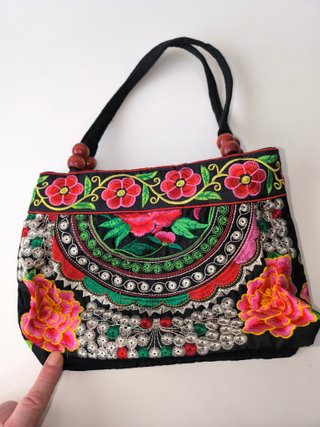 Bolso Étnico Bordado Vintage Flores