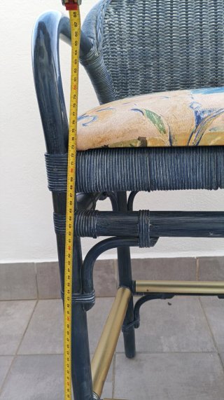 2 Taburetes Altos Mimbre Ratán Cojín
