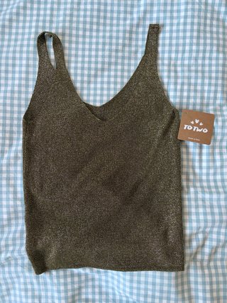 Top fiesta lentejuelas verde/dorado Talla Única