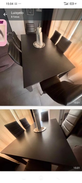 Mesa comedor extensible y 6 sillas