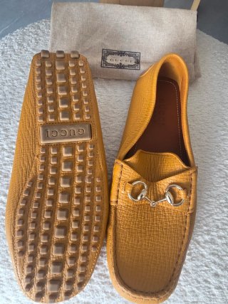 Mocasines Gucci Piel Amarillos con Hebilla
