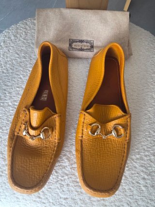 Mocasines Gucci Piel Amarillos con Hebilla