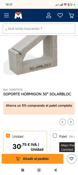 Soporte Solar Block 30°