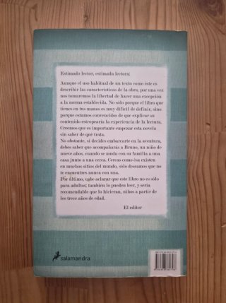 Libro "El niño con el pijama de rayas"