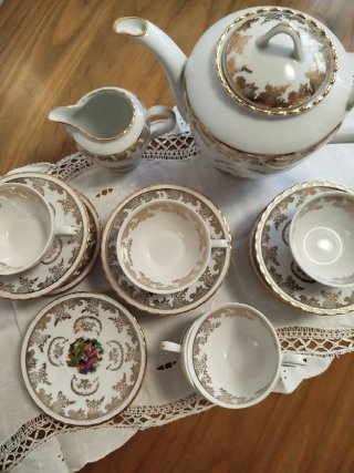 Juego de té porcelana 10 tazas