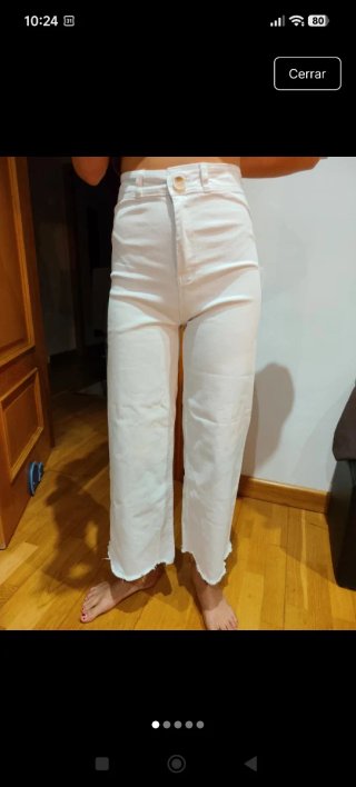 Pantalón Mango Teen Tiro Alto Crop Blanco