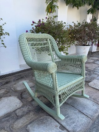 Mecedora Ratán y Mimbre Tejido Verde