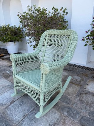 Mecedora Ratán y Mimbre Tejido Verde