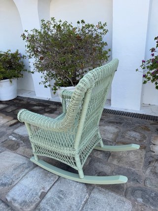 Mecedora Ratán y Mimbre Tejido Verde