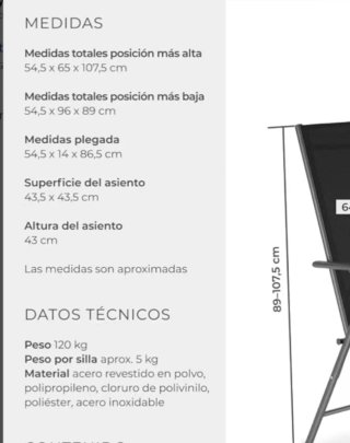 Set de 2 Sillas de Jardín Plegables
