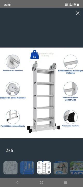 Escalera aluminio multiusos