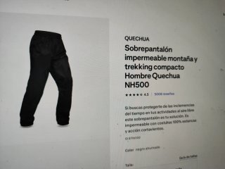 Sobrepantalón impermeable  Quechua Talla M