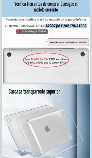 Funda MacBook Air 13 A1932 A2179 Transparente