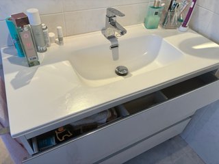 Mueble de baño 1m blanco y plata