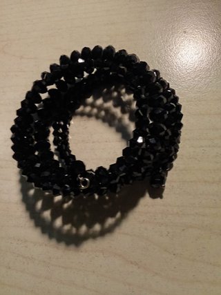 Pulsera de Cuentas Negras Facetadas