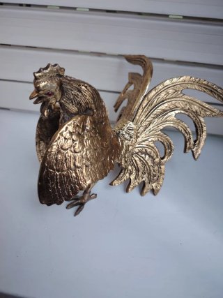 Pareja de gallos de pelea bronce/latón