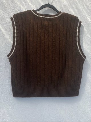 Chaleco de punto marrón cuello pico M
