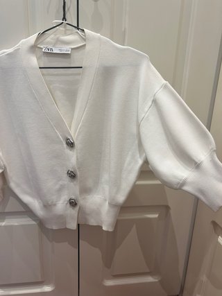 Chaqueta de punto blanca Zara