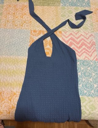 Vestido Brownie Cuello Halter Azul
