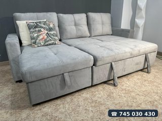 Sofá Cama Gris con Arcón Pau