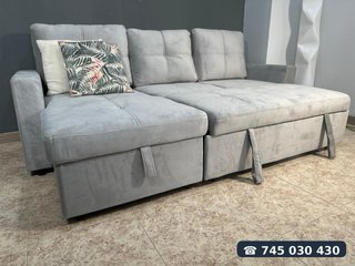 Sofá Cama Gris con Arcón Pau