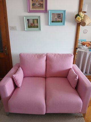 Sofá rosa 2 plazas