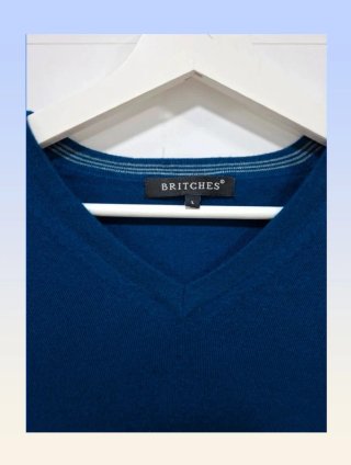 Jersey lana merino Britches azul L