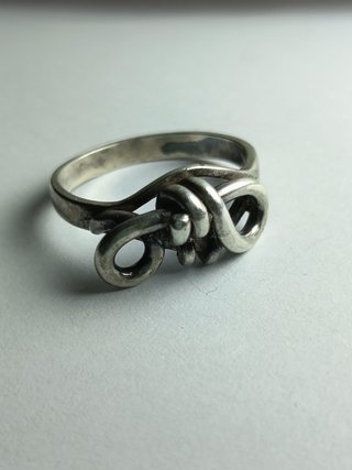 Anillo Plata Ley Doble Nudo Vintage Ajustable