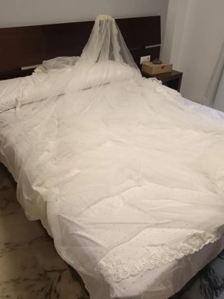Velo largo Novia Tul Blanco con Encaje