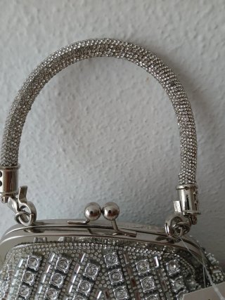 Bolso de Fiesta Plateado con Pedrería