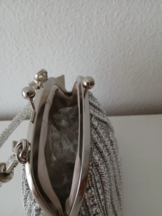 Bolso de Fiesta Plateado con Pedrería