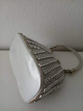 Bolso de Fiesta Plateado con Pedrería