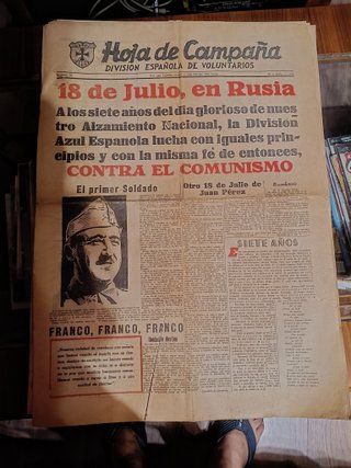 Hoja de Campaña División Azul - 18 de Julio
