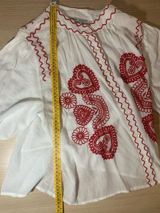 Blusa Algodón Renatta&Go Bordada Talla M Blanca