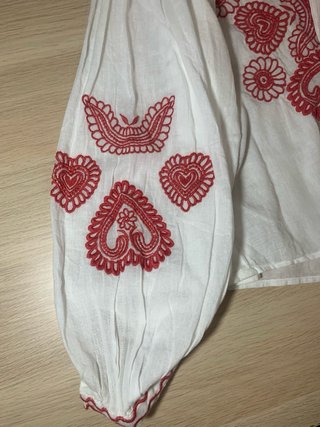 Blusa Algodón Renatta&Go Bordada Talla M Blanca