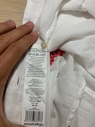 Blusa Algodón Renatta&Go Bordada Talla M Blanca