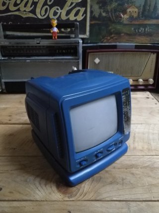 Mini TV CRT Portátil Azul