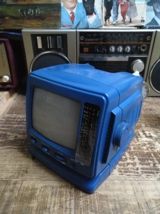 Mini TV CRT Portátil Azul